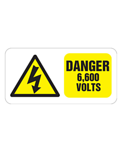 Danger 6600 Volts Labels 100x50mm