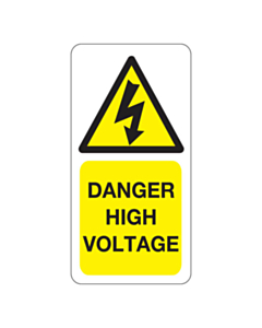 Danger High Voltage Stickers 25x50mm