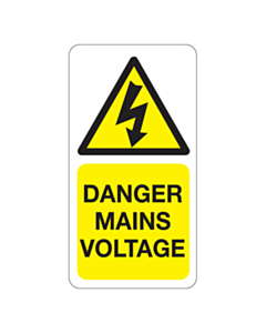 Danger Mains Voltage Labels 33x63mm