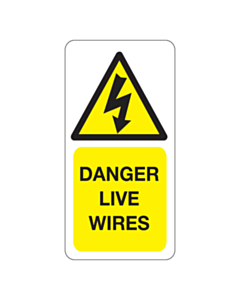Danger Live Wires Labels 25x50mm