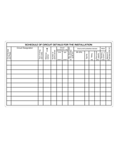 Electrical Schedule of Circuit Detail Labels 140x85mm