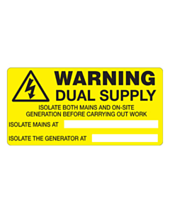 Warning Dual Supply Labels 100x50mm