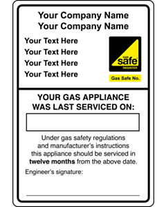 Gas Safe Service Stickers 95x65mm