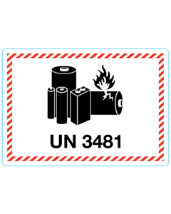 UN 3481 Lithium Battery Labels 105x74mm