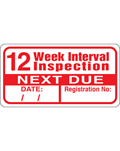 12 Week Interval Inspection Labels 63x33mm