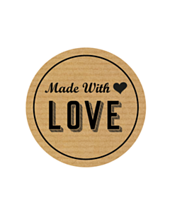 Handmade with Love Heart Kraft Stickers 30mm