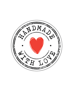 Handmade with Love Heart Stickers 30mm