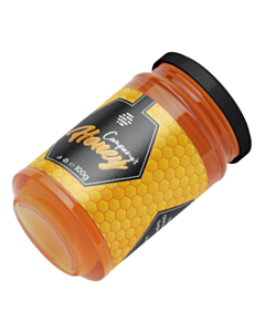 Personalised Yellow Honeycomb 500g Honey Jar Wraparound Labels 225x60mm