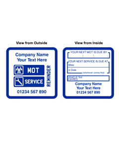 Personalised MOT/Service Reminder Window Stickers 60x60mm