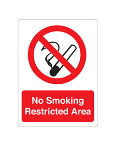 No Smoking Restricted Area Stickers 75x100mm