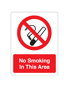 No Smoking In This Area Stickers 75x100mm