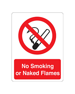 No Smoking Or Naked Flames Stickers 75x100mm