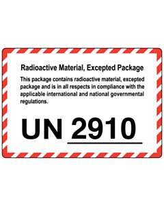 Radioactive Material Excepted Package UN 2910 Labels 110x75mm