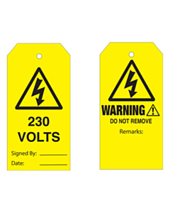 Warning Do Not Remove 230 Volts Tag