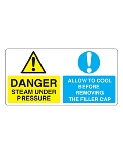 Danger Steam Under Pressure Labels 100x50mm