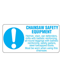 Chainsaw Safety Equipment Labels
