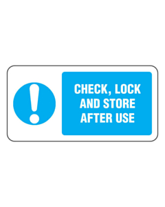 Check, Lock & Store After Use Labels
