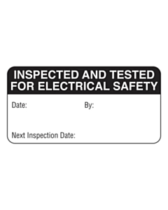 Black Inspected & Tested Labels 50x25mm