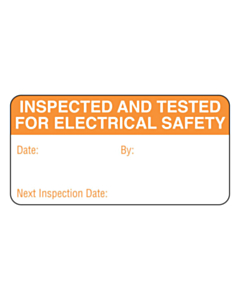 Orange Inspected & Tested Labels 50x25mm
