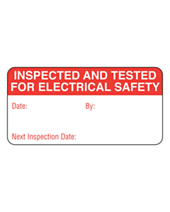 Red Inspected & Tested Labels 50x25mm