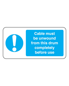 Cable Must be Unwound Labels (50x25mm)