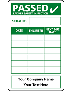 Personalised Ladder Safety Inspection Labels 50x80mm