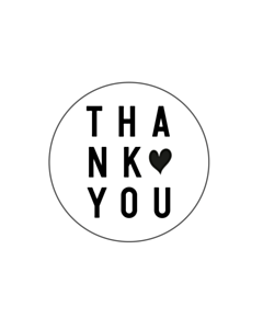 Thank You Heart Stickers 40mm