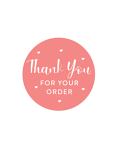 Pink Thank You For Your Order Stickers 40mm