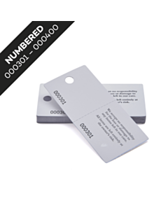 White Cloakroom Tags Numbered 301-400