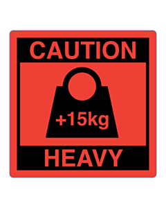 Caution +15Kg Heavy Labels 100x100mm