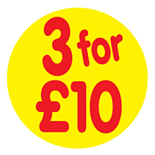 3 for £10 Price Labels 30mm Permanent