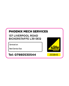 Phoenix Mech Services Gas Safe Next Service Labels