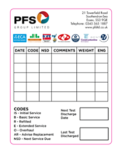 PFS Group Ltd Extinguisher Service Label