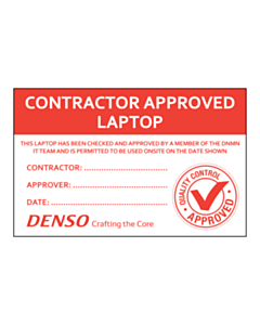 Denso Contractor Approved Laptop Labels