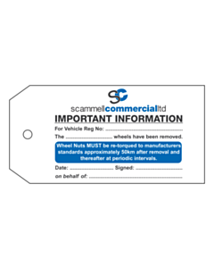 Scammell Commercial Ltd Wheel Nut Retorque Tags