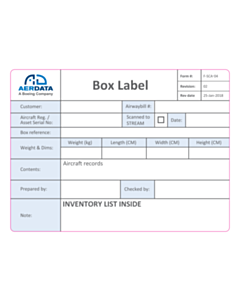 AerData Box Labels