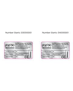 Pop Bio Ltd Model Serial Labels