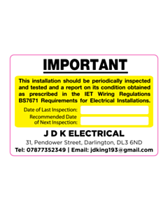 JDK Electrical Periodic Inspection Labels