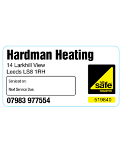 Hardman Heating Gas Safe Next Service Due Labels
