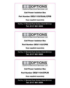 Cell Power Isolation Box Labels - 3x Labels