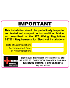Lighthouse Electrical Periodic Inspection Label