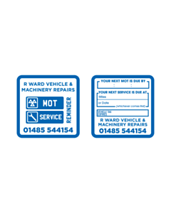 R Ward Vehicle & Machinery Repairs Window Stickers