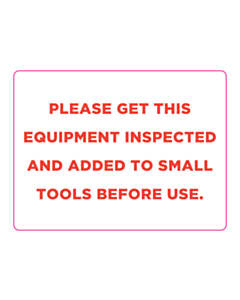 Small Tools Equipment Labels