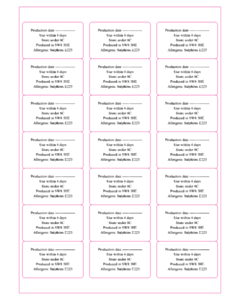 Production Date A4 Labels