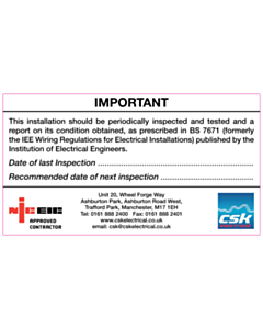 CSK Electrical Inspection Labels