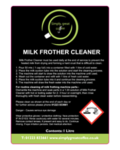 Milk Frother Cleaner Labels