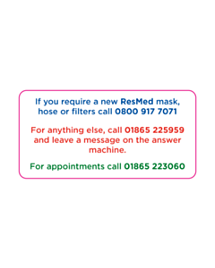 ResMed Contact Details Labels