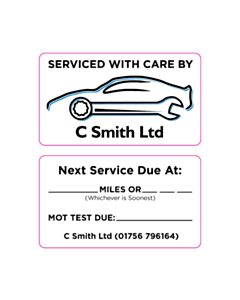 C Smith Ltd Service Window Stickers