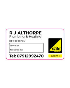 R J Althorpe Gas Safe Next Service Due Labels