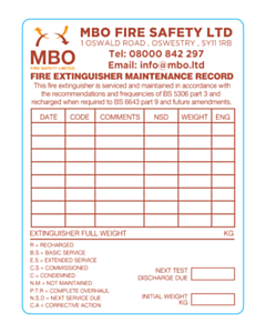 MBO Fire Safety Ltd Fire Extinguisher Service Lbl